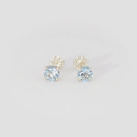Swiss Blue Topaz Stud Earrings