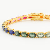 Rainbow Lab Sapphire Tennis Bracelet in Gold-Plated Sterling Silver