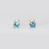 5mm Swiss Blue Topaz Stud Earrings • 925 Sterling Silver